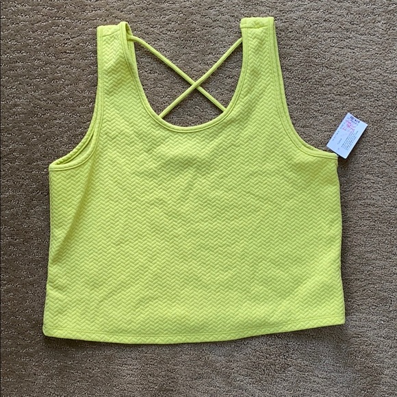 Cherish Tops - NEW Scoop Neck Crop Top with Cross Back - Neon